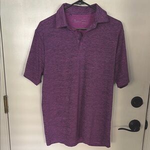 Purple Polo Shirt with Short Sleeves and Heathered Texture